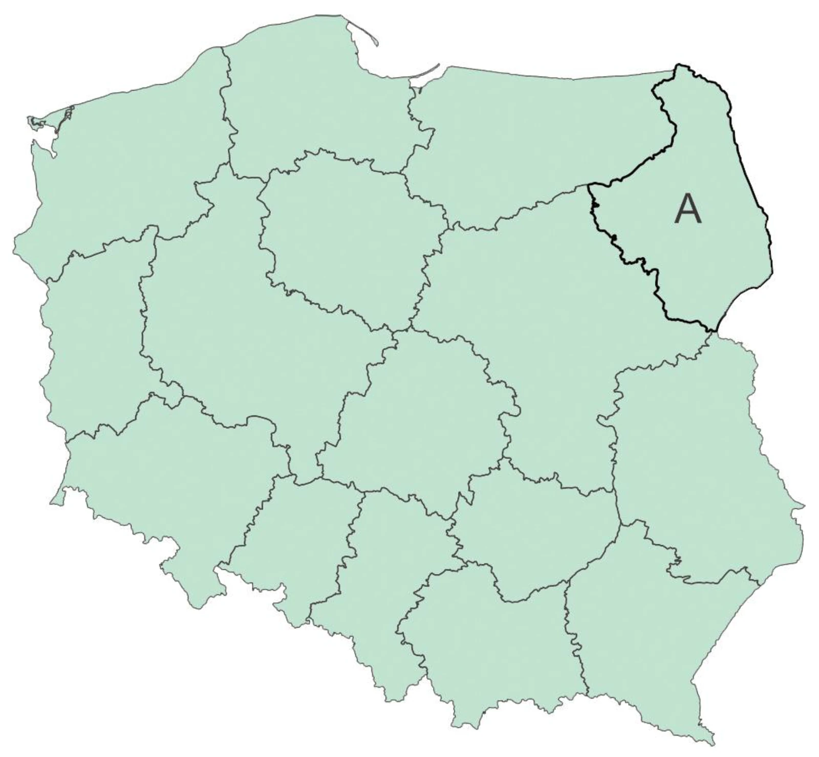 Zadanie 1 (mniejszości — województwo A) · Mapa „Podział administracyjny Rzeczypospolitej Polskiej" w arkuszu CKE · CKE · dozwolony użytek (art. 27 pr. aut.)
